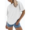 imageATHMILE Womens Oversized T Shirts Loose Fit Crewneck Short Sleeve Tops Summer Casual Blouse Y2K Basic Tee 2023White