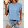 imageATHMILE Womens Sleeveless Summer Tank Tops Casual Trendy T Shirts Basic Trendy Cap Sleeve Oversized TeeBlue