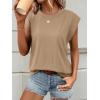 imageATHMILE Womens Sleeveless Summer Tank Tops Casual Trendy T Shirts Basic Trendy Cap Sleeve Oversized TeeKhaki