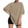 imageATHMILE Womens Oversized T Shirts Loose Fit Crewneck Short Sleeve Tops Summer Casual Blouse Y2K Basic Tee 2023Khaki