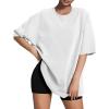 imageATHMILE Womens Oversized T Shirts Loose Fit Crewneck Short Sleeve Tops Summer Casual Blouse Y2K Basic Tee 2023White