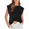 imageATHMILE Womens Sleeveless Summer Tank Tops Casual Trendy T Shirts Basic Trendy Cap Sleeve Oversized TeeBlack