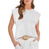 imageATHMILE Womens Sleeveless Summer Tank Tops Casual Trendy T Shirts Basic Trendy Cap Sleeve Oversized TeeWhite