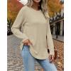 imageATHMILE Long Sleeve Shirts for Women Tunic Fall Tops Loose Fit Dressy Crew Neck Basic Sweaters 2025Apricot
