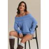imageATHMILE Off The Shoulder Sweaters for Women Fall Outfits 2025 Fashion Long Sleeve Oversized Chunky Knit Pullover SweaterBlue