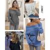 imageATHMILE Off The Shoulder Sweaters for Women Fall Outfits 2025 Fashion Long Sleeve Oversized Chunky Knit Pullover SweaterBlue