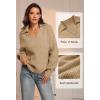 imageATHMILE Sweaters for Women Fall Outfits 2025 Fashion Oversized V Neck Lapel Collar Knit Polo Shirts Pullover Sweater TopsLight Brown