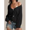 imageATHMILE Womens Chunky Cardigan Sweaters Long Sleeve Button Loose Short Outerwear Coats Open Front Fall ClothesBlack
