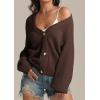 imageATHMILE Womens Chunky Cardigan Sweaters Long Sleeve Button Loose Short Outerwear Coats Open Front Fall ClothesChocolate Brown