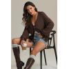 imageATHMILE Womens Chunky Cardigan Sweaters Long Sleeve Button Loose Short Outerwear Coats Open Front Fall ClothesChocolate Brown