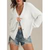 imageATHMILE Womens Chunky Cardigan Sweaters Long Sleeve Button Loose Short Outerwear Coats Open Front Fall ClothesCream White