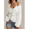 imageATHMILE Womens Chunky Cardigan Sweaters Long Sleeve Button Loose Short Outerwear Coats Open Front Fall ClothesCream White