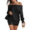 imageATHMILE Off The Shoulder Sweaters for Women Fall Outfits 2025 Fashion Long Sleeve Oversized Chunky Knit Pullover SweaterBlack