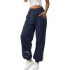 imageATHMILE Sweatpants Women Baggy Lounge Pants Workout Gym Active High Waisted Comfy Joggers for Women Fall Clothes 2025Fleecenavy
