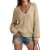 imageATHMILE Womens Chunky Cardigan Sweaters Long Sleeve Button Loose Short Outerwear Coats Open Front Fall ClothesApricot