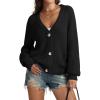 imageATHMILE Womens Chunky Cardigan Sweaters Long Sleeve Button Loose Short Outerwear Coats Open Front Fall ClothesBlack