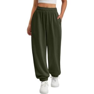 imageATHMILE Sweatpants Women Baggy Lounge Pants Workout Gym Active High Waisted Comfy Joggers for Women Fall Clothes 2025Army Green
