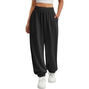 imageATHMILE Sweatpants Women Baggy Lounge Pants Workout Gym Active High Waisted Comfy Joggers for Women Fall Clothes 2025Black