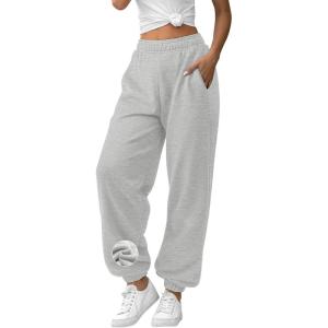imageATHMILE Sweatpants Women Baggy Lounge Pants Workout Gym Active High Waisted Comfy Joggers for Women Fall Clothes 2025Fleecegrey