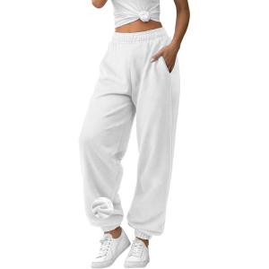 imageATHMILE Sweatpants Women Baggy Lounge Pants Workout Gym Active High Waisted Comfy Joggers for Women Fall Clothes 2025Fleecewhite