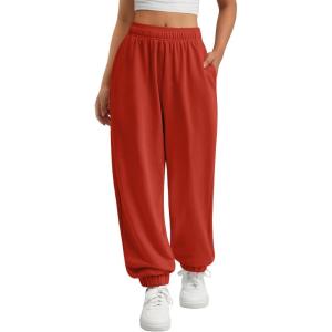 imageATHMILE Sweatpants Women Baggy Lounge Pants Workout Gym Active High Waisted Comfy Joggers for Women Fall Clothes 2025Red