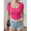 imageATHMILE Womens Long Sleeve Tops Fall Scoop Neck Ribbed Knit Shirts Slim Fitted Casual Basic Tee T Shirt for Women 2025Chot Pink