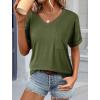 imageATHMILE Womens T Shirts 2025 Short Sleeve VNeck Shirts Cute Fit Summer Casual Tee Tops S3XL BeachArmy Green