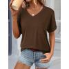 imageATHMILE Womens T Shirts 2025 Short Sleeve VNeck Shirts Cute Fit Summer Casual Tee Tops S3XL BeachBrown