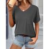 imageATHMILE Womens T Shirts 2025 Short Sleeve VNeck Shirts Cute Fit Summer Casual Tee Tops S3XL BeachDark Gray