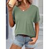 imageATHMILE Womens T Shirts 2025 Short Sleeve VNeck Shirts Cute Fit Summer Casual Tee Tops S3XL BeachGray Green