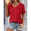 imageATHMILE Womens T Shirts 2025 Short Sleeve VNeck Shirts Cute Fit Summer Casual Tee Tops S3XL BeachRed