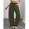 imageATHMILE Barrel Sweatpants Women Fall Fashion Wide Leg Pants 2025 Baggy Lounge Comfy Flowy Sweat Pants with PocketsArmy Green