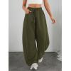 imageATHMILE Barrel Sweatpants Women Fall Fashion Wide Leg Pants 2025 Baggy Lounge Comfy Flowy Sweat Pants with PocketsArmy Green