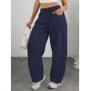 imageATHMILE Barrel Sweatpants Women Fall Fashion Wide Leg Pants 2025 Baggy Lounge Comfy Flowy Sweat Pants with PocketsNavy