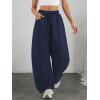 imageATHMILE Barrel Sweatpants Women Fall Fashion Wide Leg Pants 2025 Baggy Lounge Comfy Flowy Sweat Pants with PocketsNavy