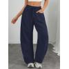 imageATHMILE Barrel Sweatpants Women Fall Fashion Wide Leg Pants 2025 Baggy Lounge Comfy Flowy Sweat Pants with PocketsNavy