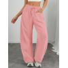 imageATHMILE Barrel Sweatpants Women Fall Fashion Wide Leg Pants 2025 Baggy Lounge Comfy Flowy Sweat Pants with PocketsPink