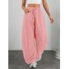 imageATHMILE Barrel Sweatpants Women Fall Fashion Wide Leg Pants 2025 Baggy Lounge Comfy Flowy Sweat Pants with PocketsPink