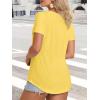 imageATHMILE Womens V Neck Short Sleeve Summer T Shirts Curved Hem Plain Top BeachLemon
