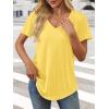 imageATHMILE Womens V Neck Short Sleeve Summer T Shirts Curved Hem Plain Top BeachLemon