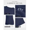 imageATHMILE Womens V Neck Short Sleeve Summer T Shirts Curved Hem Plain Top BeachNavy