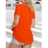 imageATHMILE Womens V Neck Short Sleeve Summer T Shirts Curved Hem Plain Top BeachOrange