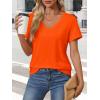 imageATHMILE Womens V Neck Short Sleeve Summer T Shirts Curved Hem Plain Top BeachOrange