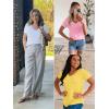 imageATHMILE Womens V Neck Short Sleeve Summer T Shirts Curved Hem Plain Top BeachSan Pa Green