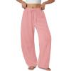 imageATHMILE Barrel Sweatpants Women Fall Fashion Wide Leg Pants 2025 Baggy Lounge Comfy Flowy Sweat Pants with PocketsPink