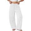 imageATHMILE Barrel Sweatpants Women Fall Fashion Wide Leg Pants 2025 Baggy Lounge Comfy Flowy Sweat Pants with PocketsWhite