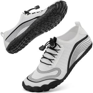 imageBarefoot Water Shoes Women Men Adult Hiking Swim Beach River Pool Hike Guarding Shoes Aqua Socks Protective Comfort Wide Toe Box Width Rock Climbing Vacation Outdoor 2025 NewWhite Black023