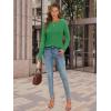 imageATHMILE Womens Long Sleeve Shirts Pleated Crew Neck Casual Fall Fashion Tops Loose Fit Lightweight Girls Outfits ClothesGreen