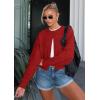 imageATHMILE Cropped Cardigan Sweaters for Women Lightweight Crop Knit Y2k Fall Outfits Fashion Clothes 2025Red