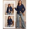 imageATHMILE Fall Long Sleeve Cardigans for Women Sweater Fashion Open Front Winter Button Down Crewneck Loose Knit Jacket 2025Navy Blue